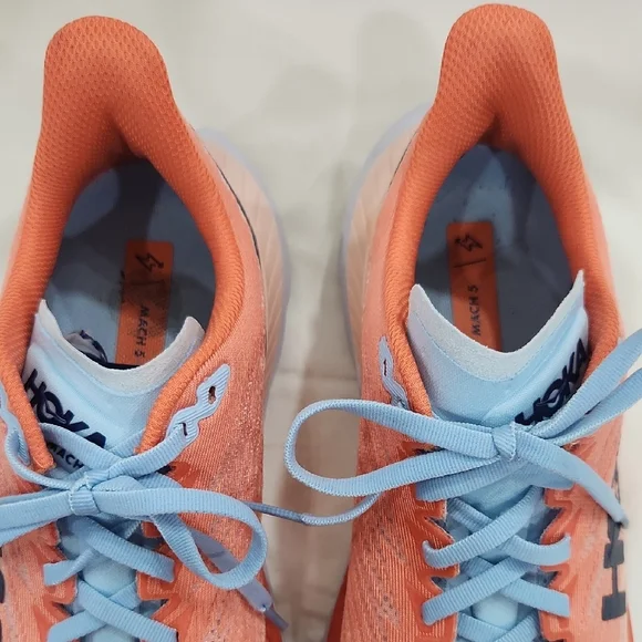 Hoka Women's Mach 5 Coral and Blue Athletic Shoes Size 9 - Picture 6 of 9